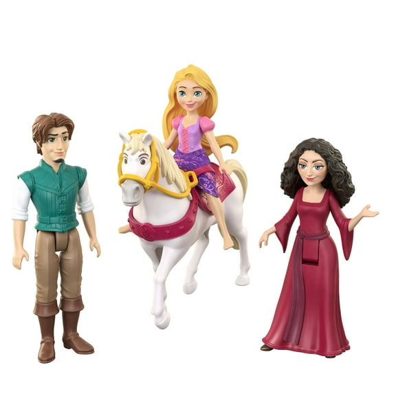 Disney Princess Rapunzel Character Set with 3 Small Dolls & Horse Inspired by Tangled Movie