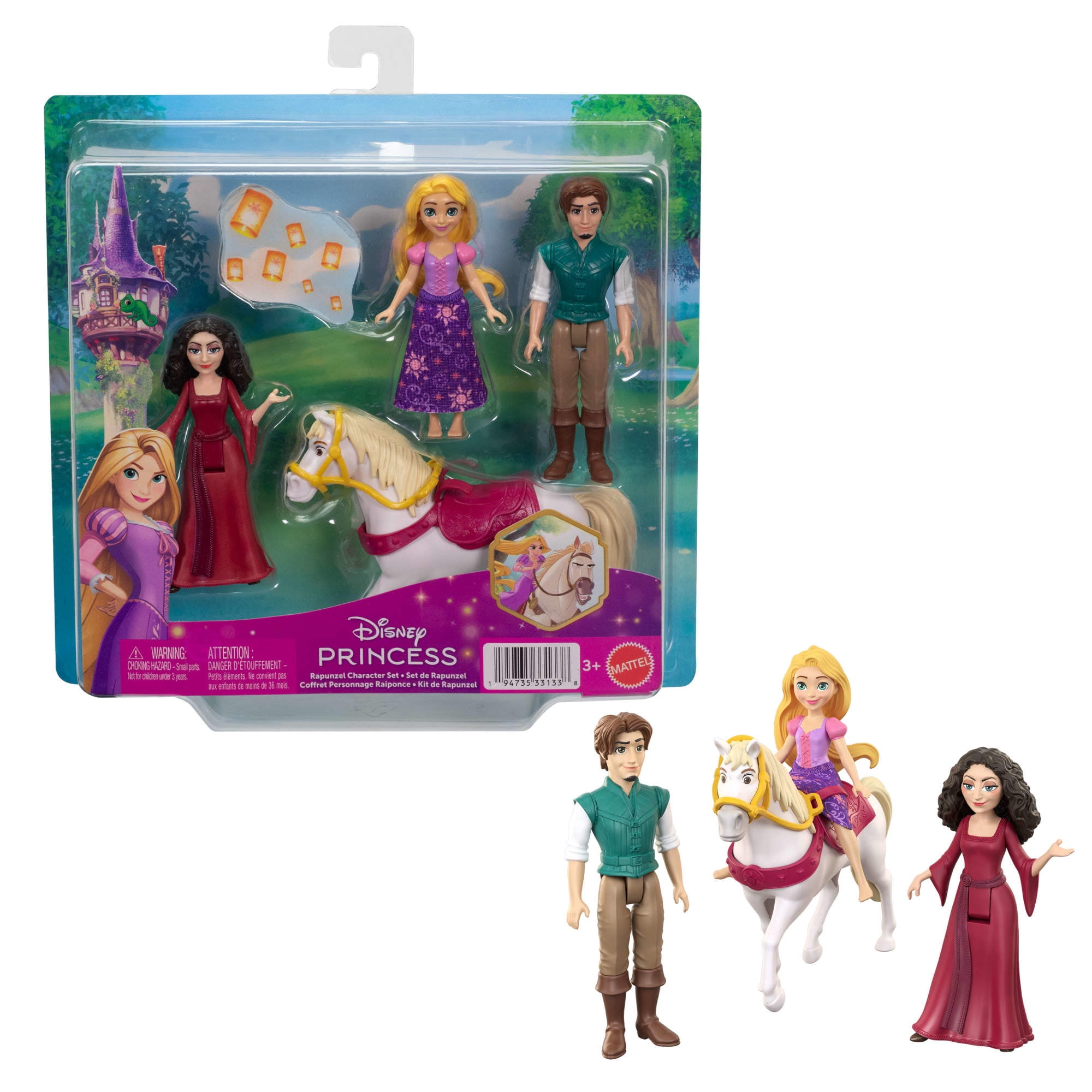 Disney Princess Rapunzel Character Set with 3 Small Dolls & Horse Inspired by Tangled Movie