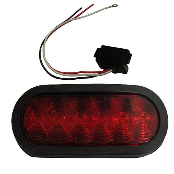 RAParts 1 Trailer Truck LED Sealed Red 6" Oval Stop Turn Tail Light with Grommet and Wire