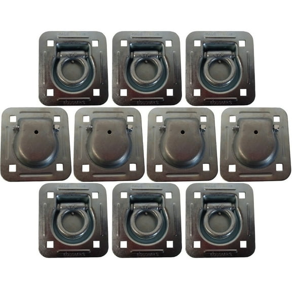 RAParts 10 pk Flush Mount Recessed Ring Trailer Cargo Tie Down Control D-Rings 6000 lbs.