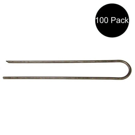 RAParts 100 6-Inch Landscape Staples Sod Staples Garden Stakes Round Pins 11 Ga. Chisel End Points