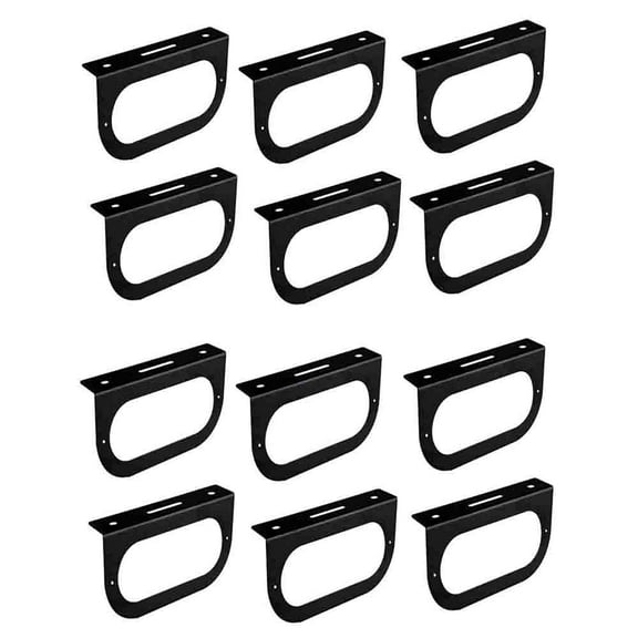 RAParts (12) Black Taillight Mounting Brackets fits 6" Oval Brake Light for Semi Trailer Truck RV Boat
