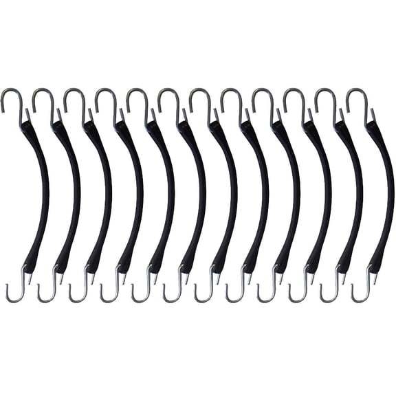 RAParts Twelve (12) 9" Bungee Straps with Steel "S" Hooks
