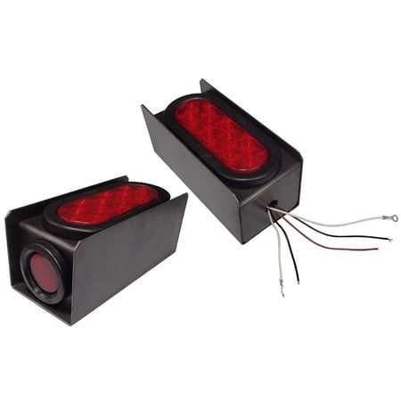 RAParts 2 Steel Trailer Light Boxes with 2" LED Red Side Lite & 6" LED Oval Tail Lights