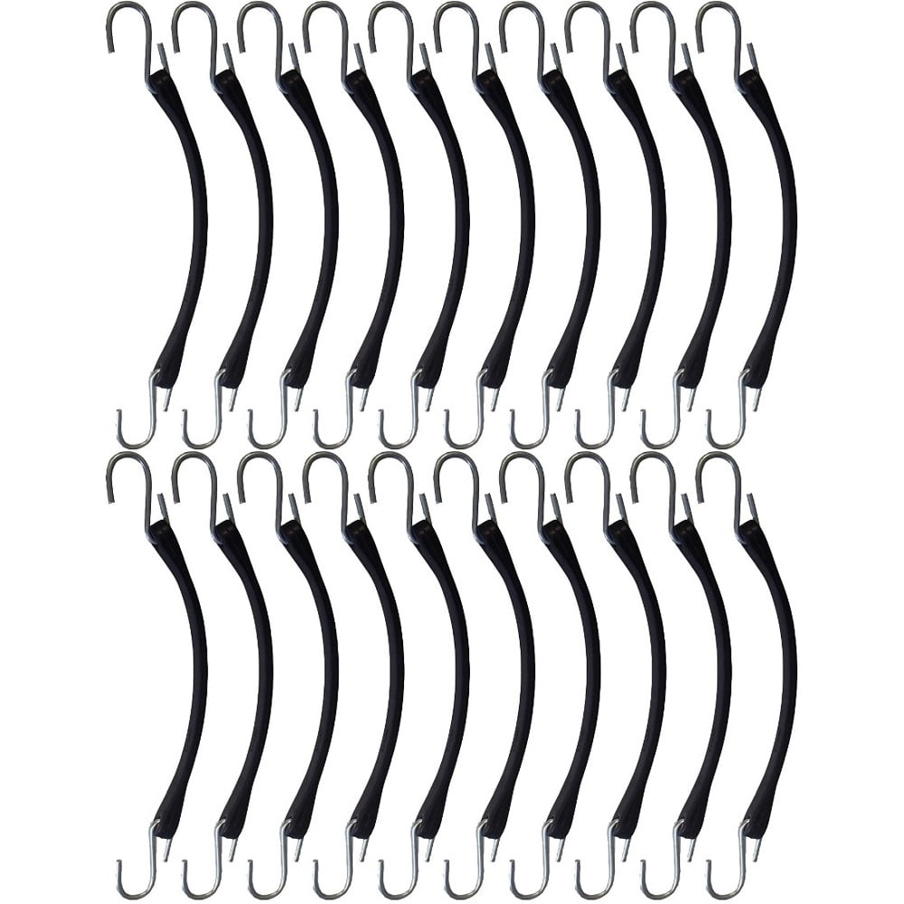 RAParts 20 Pack 9" Heavy Duty Natural Rubber Tarp Straps/Tie-Down Bungee Cords S-Hook