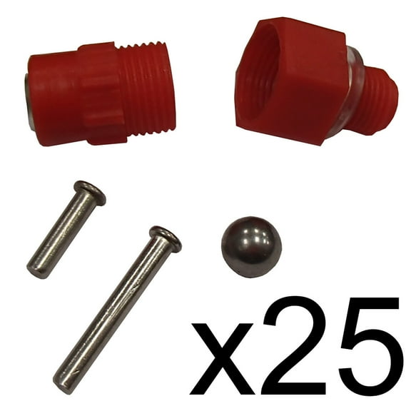 RAParts (25) Chicken Nipple Water Spigots For Bucket Waterer Poultry Screw In Red