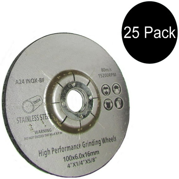 RAParts 25 Pack 4" x 1/4" x 5/8" Metal Grinding Wheel T27 Discs for Angle Grinders