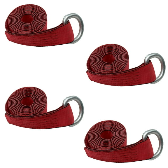 RAParts (4 Pk) Red Heavy Duty Strap 2" X 8 12,000 Lb Breaking Strength Plated D Ring