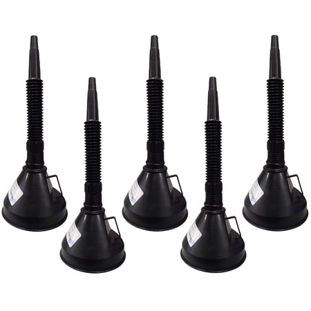 RAParts Five (5) 6" Diameter Funnels with Inside Screen and Bendable & Detachable Hose