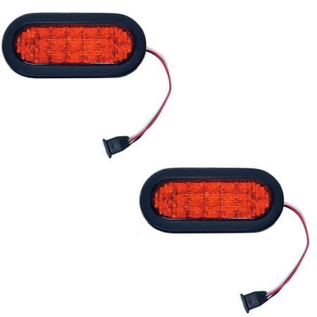 RAParts Set of (2) New Red Oval 6" LED Light Kit Stop Turn Tail 1-019-03-305