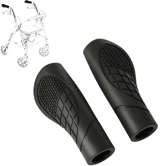 RAQOE 2Pcs Rollator Hand Grips,Universal Rollator Handle Covers Anti-Slip Comfort Cushion Walker Grip Pads Crutch Hand Grips for Wheelchair Walker Knee Walker Replacement Parts Accessories,1"