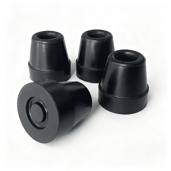 RAQOE Durable Replacement Quad Cane Tips,Extra Stability,No-Slip Grip,1/2 Inch,Fsa and Hsa Eligible,Sturdy Cane Tip,(Pack of 4)