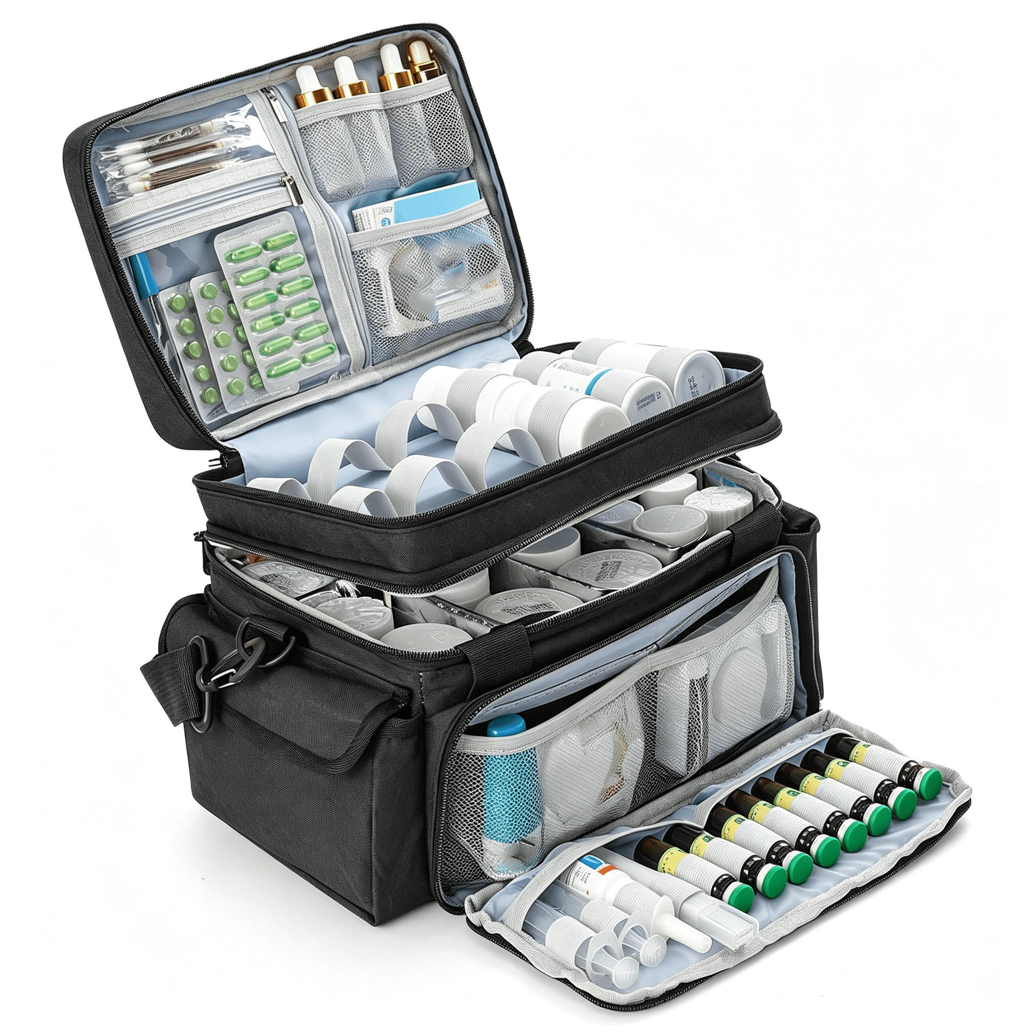 RAQOE Medicine Organizer with Adjustable Divider, Double-Layer Medicine ...