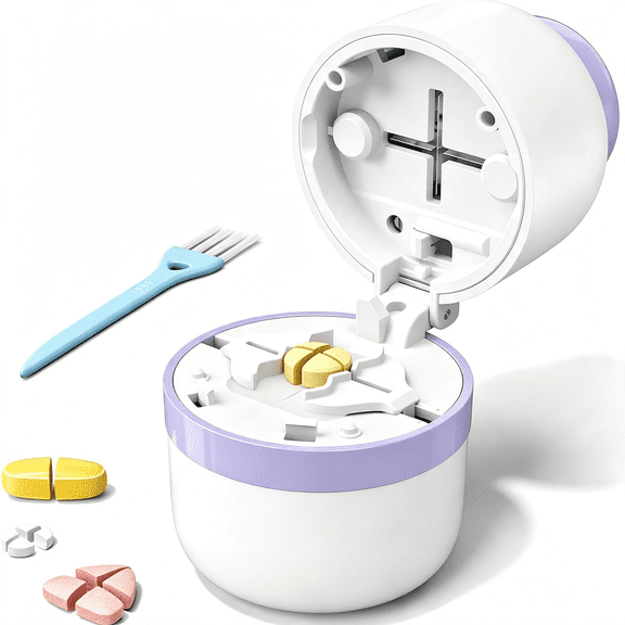 RAQOE Pill Cutter 1/4, Adjustable Pill Cutter Splitter for Small and Tiny Pills with Accurate Alignment, Dual Safety Blades, Tablet Cutter for Small Or Large Pills, Vitamins, Medication