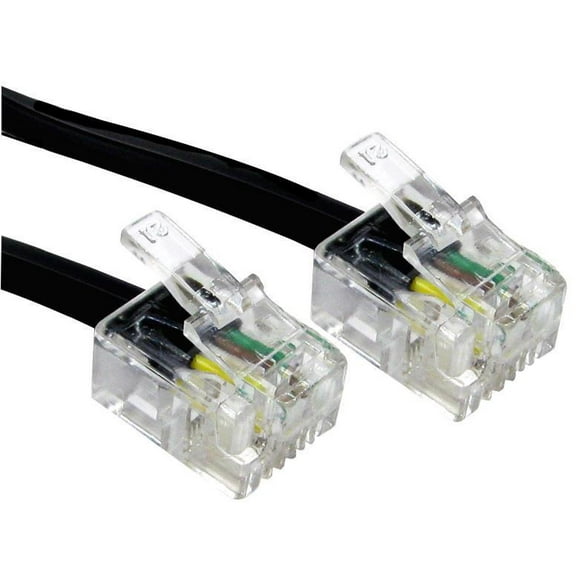 RARAION - Black RJ11 Plug to Plug Modem Cable - 1m