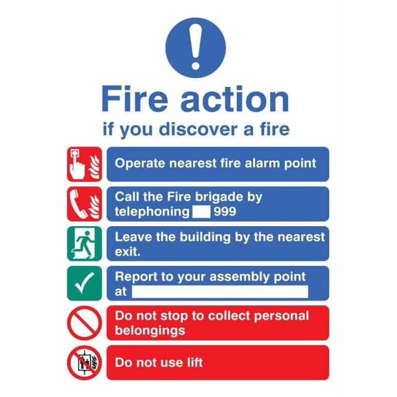 RARAION - "Fire Action Manual Call" Self Adhesive Sign - 150mm x 200mm