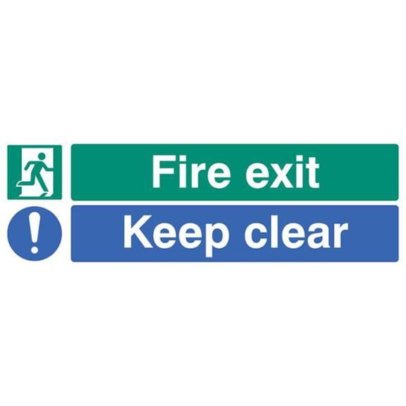 RARAION - "Fire Exit Keep Clear" Self Adhesive Sign - 150mm x 450mm