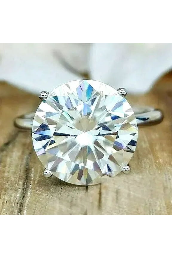 RARE 5 Ct Treated Off White Diamond Solitaire Ring In 925 Silver