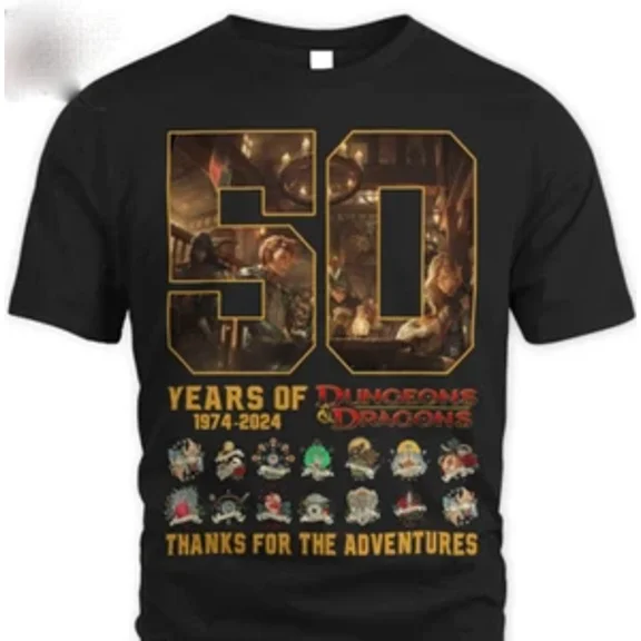 RARE 50 Years Of 1974 – 2024 Dungeons & Dragons Thank You For The Memories T-Shirt