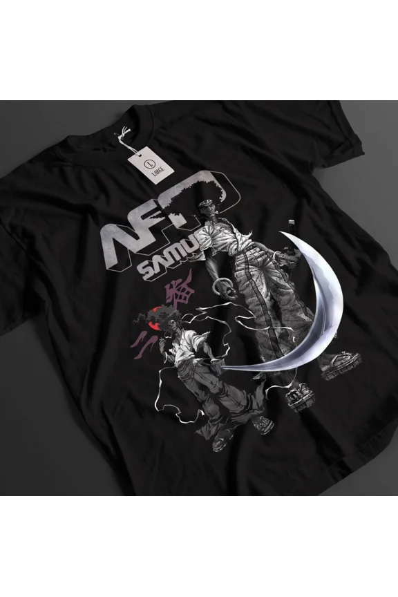 RARE Afro Samurai Shirt Rokutaro Tshirt Ninja T-Shirt Otsuru Warrior Sword Anime Tee