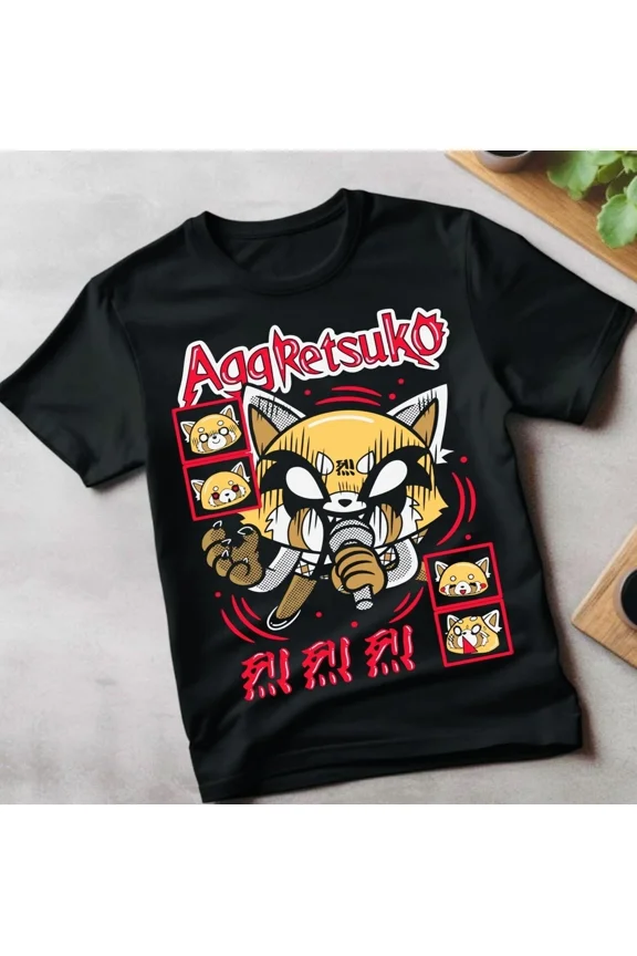 RARE Aggretsuko T-Shirt Aggressive Retsuko Kawaii Waifu Girl Anime Tee All Sizes