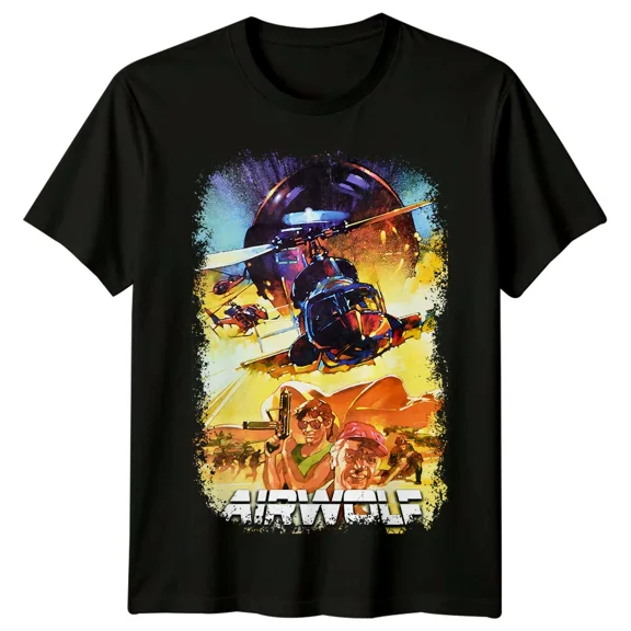 RARE Airwolf- The Movie (1984) Movie Poster Inspired T-Shirt Retro 80s Tee Unisex