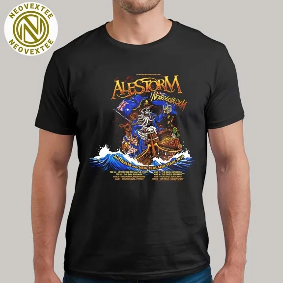 RARE Alestorm And Nekrogoblikon Australia And New Zealand Tour 2025 T-Shirt