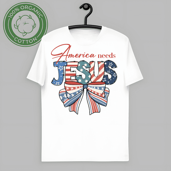 RARE America Needs Jesus Shirt, Christian Tee, Women's 4th of July tshirt, Red White and Blue America Tee,Patriotic Family Shirts,Independent Day-TH57658