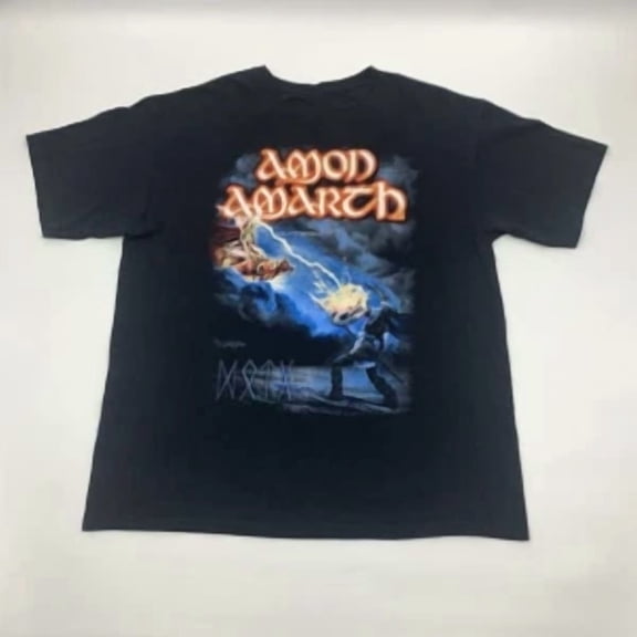 RARE Amon Amarth Band Black T-Shirt Cotton Unisex Short Sleeve
