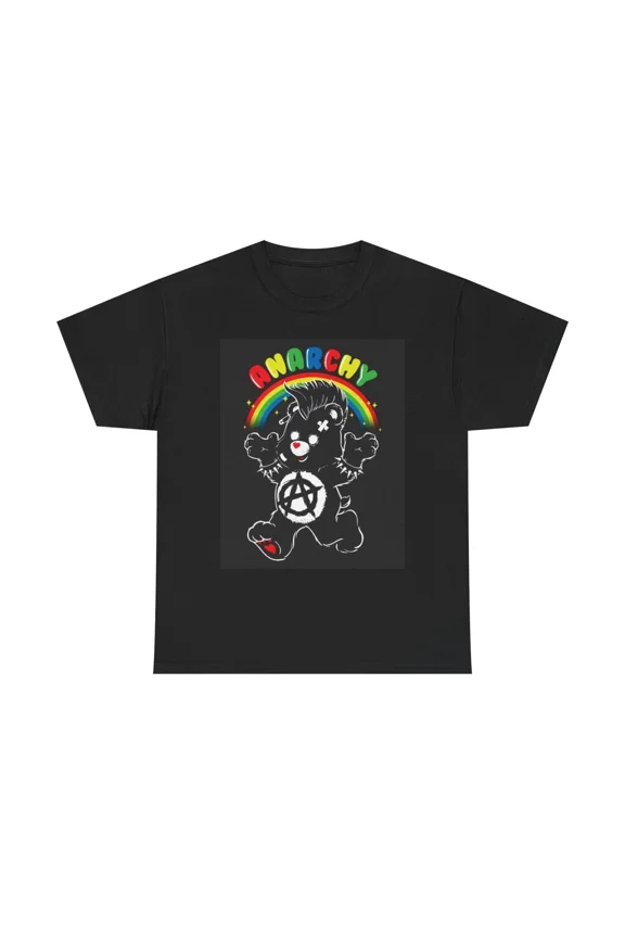 RARE Anarchy Bear Funny Graphic T Shirt Unisex Heavy Cotton Tee