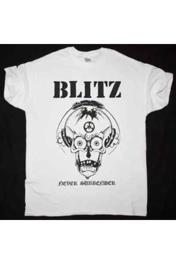 RARE BLITZ NEVER SURRENDER NEW WHITE T SHIRT