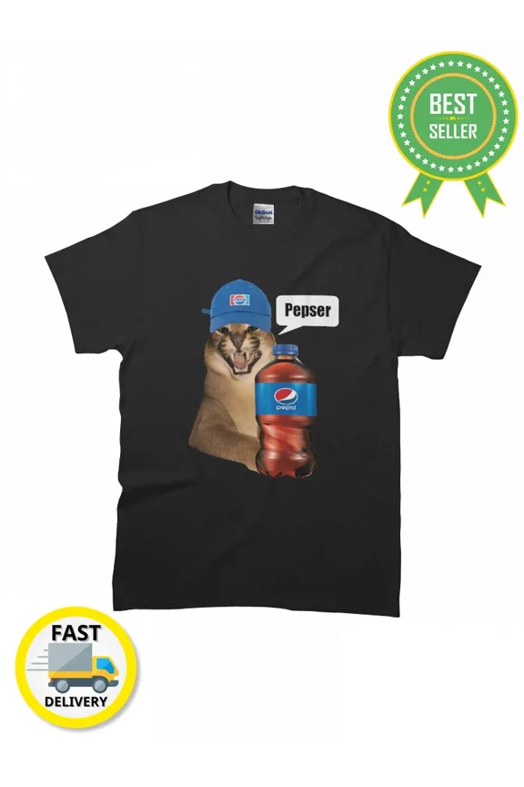 RARE Best Match Caracal Big Floppa Pepser Cat Meme (Fanter) T-Shirt Size S to 2XL