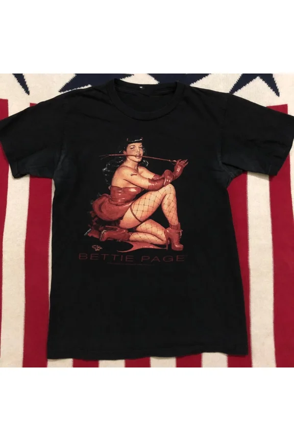 RARE Bettie Page Gift For Family Black T-Shirt Cotton All Size RM1038