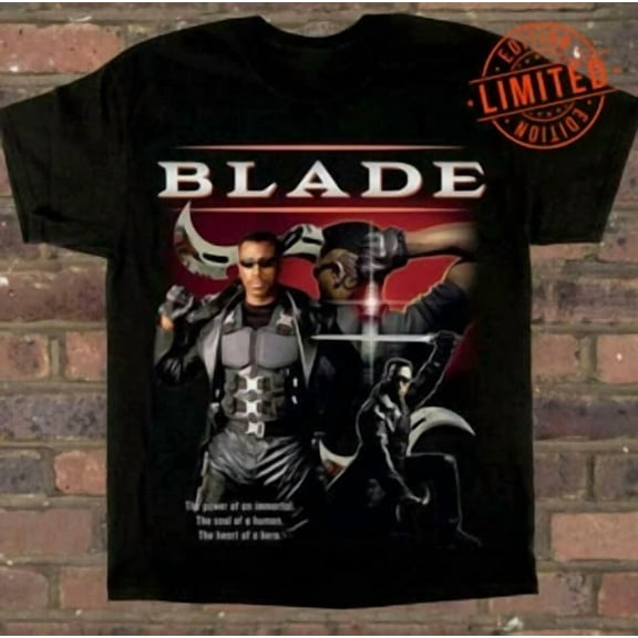 RARE Blade T-Shirt Black Runner Movie Shirt T-shirt Men's Size Classic BLADE Tee