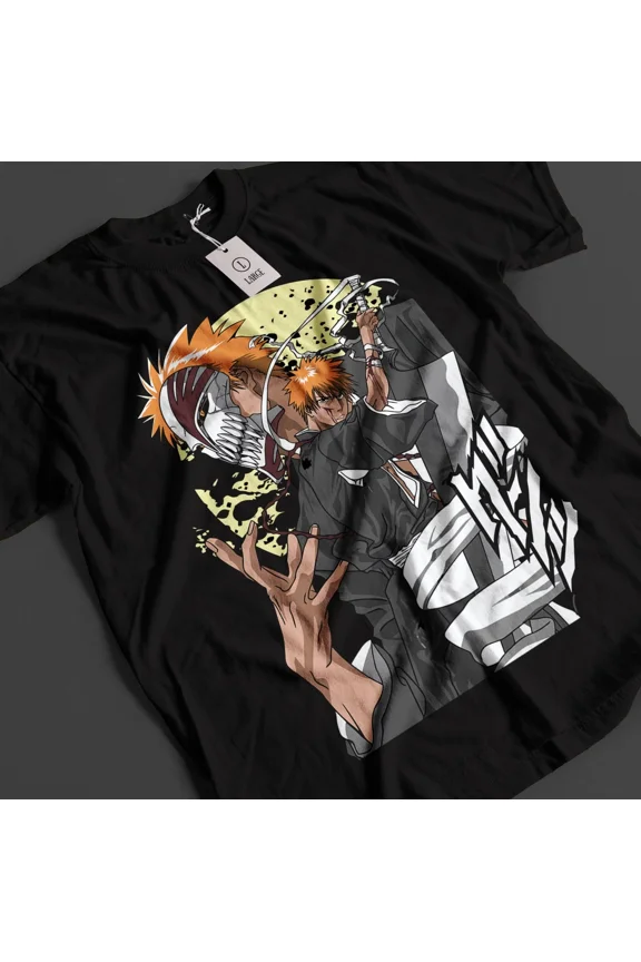 RARE Bleach Anime Shirt Ichigo Bankai T-Shirt Byakuya Tshirt Aizen Zaraki Unisex Tee