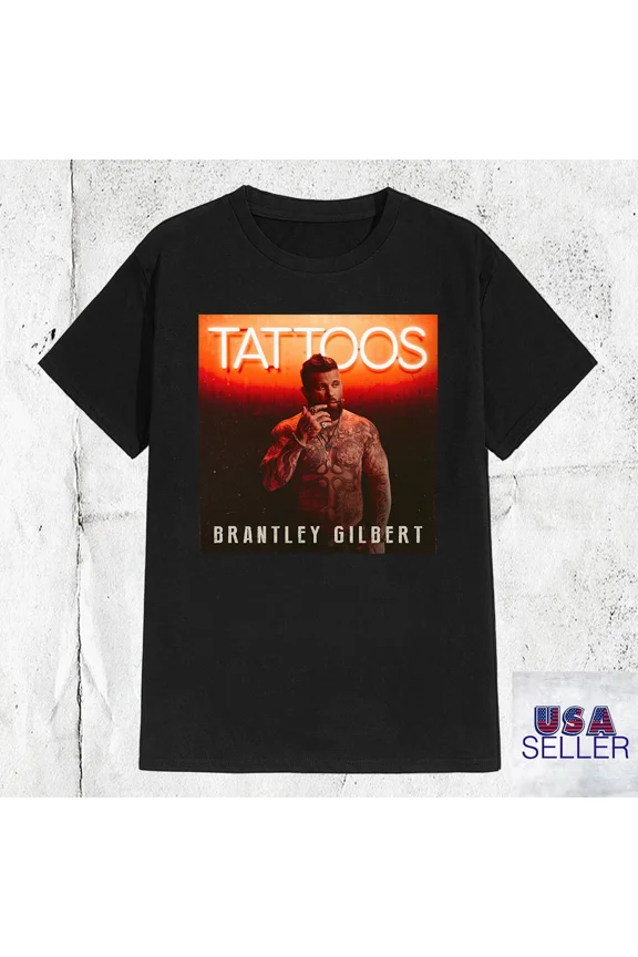 RARE Brantley Gilbert New Album Tattoos Black T Shirt Full Size S-5XL ET1221