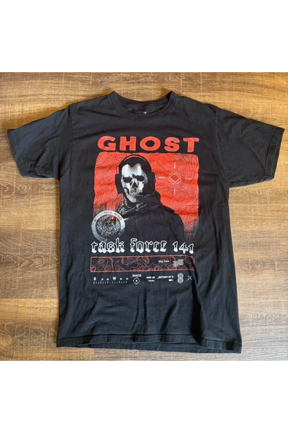 RARE COD Black Ripple Junction Ghost Task Force 141 T-SHIRT S-5XL