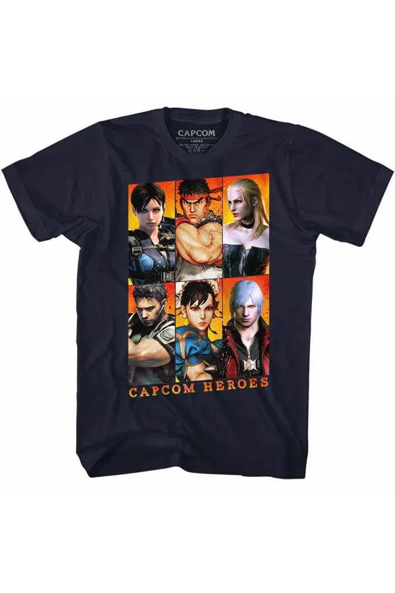 RARE Capcom Mens T-Shirt New Gaming Sizes SM - 5XL Gallery in Navy Cotton