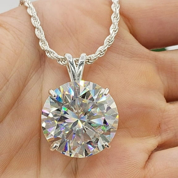 RARE Certified 5Ct Off White Diamond Solitaire Pendant Amazing Shine & Luster 925 Silver