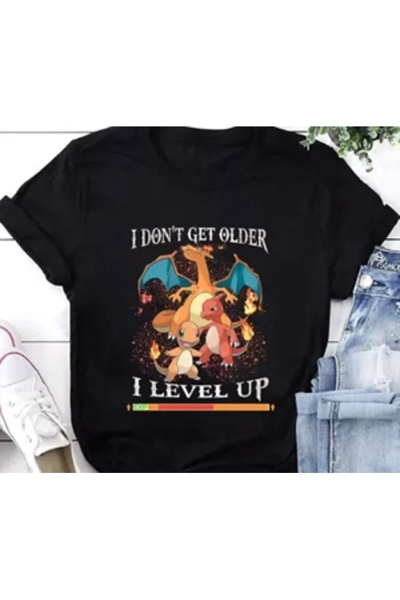 RARE Charizard I Don't Get Older I Level Up T-Shirt UNISEX Shirt