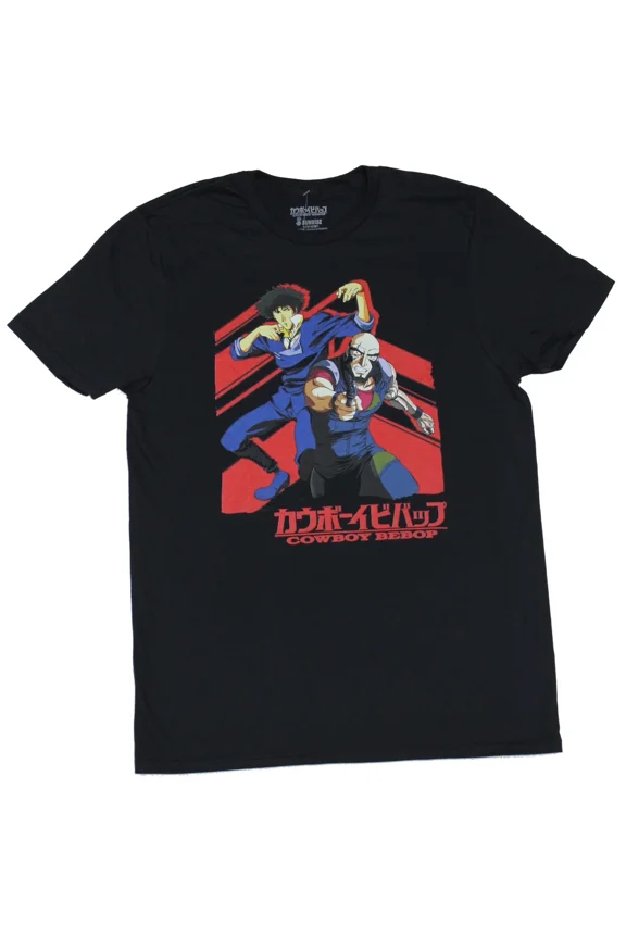 RARE Cowboy Bebop Adult New T-Shirt - Spike & Jet In Red Outline