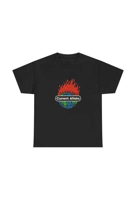 RARE Current Affairs Earth Vintage Graphic T Shirt Unisex Heavy Cotton Tee
