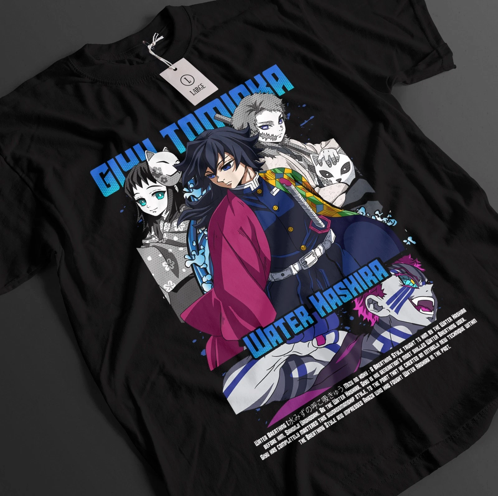 T-shirt Demon Slayer Avec Personnages (Tomioka Giyu, Tanjiro, Etc.), Unisexe, Tailles S à 5XL, Neuf Avec étiquette