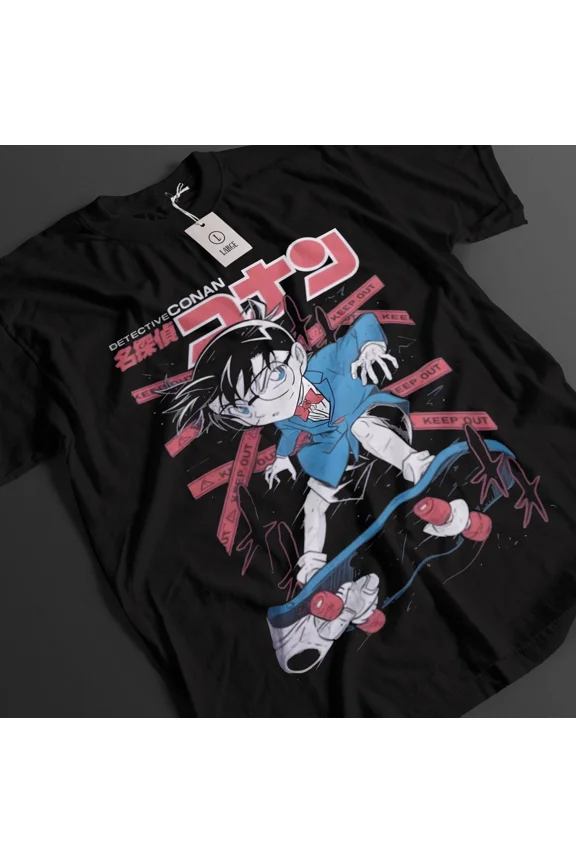 RARE Detective Conan Shirt Case Closed Tshirt Gin T-Shirt Vermouth Akai Ran Anime Tee