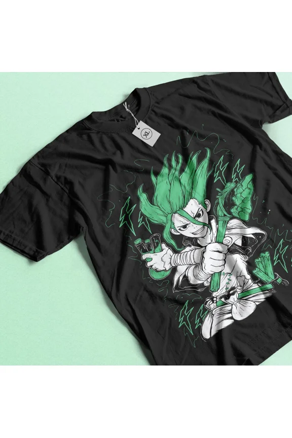 RARE Dr. Stone Senku Ishigami T-shirt Anime Manga T-shirt Taiju Oki Ryusui Gift Shirt