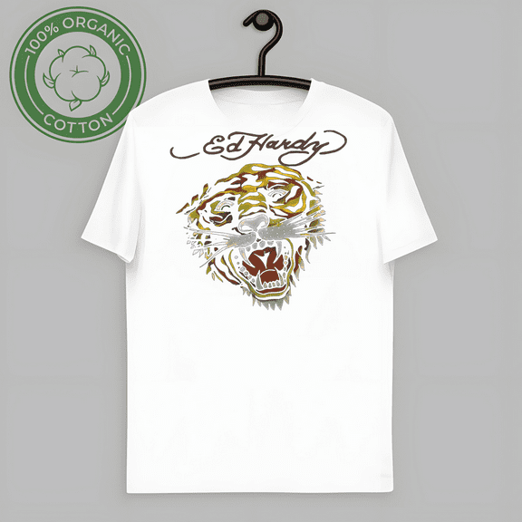 RARE Ed Hardy T-T-Shirt Mens Large White Tattoo Tiger Grunge Emo Logo Y2K Graphic NEW - 7 COLOR OPTIONS - NEW - INSTOCK!, for men & women, up to size 5XL.-TH57174