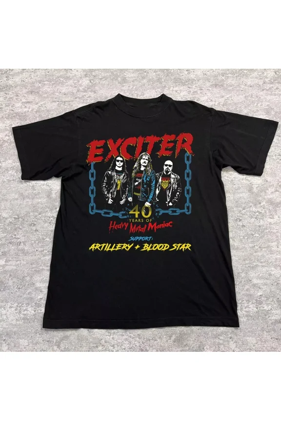 RARE Exciter band 40 Years Of Heavy Metal Maniac T-Shirt All Size S To 5XL