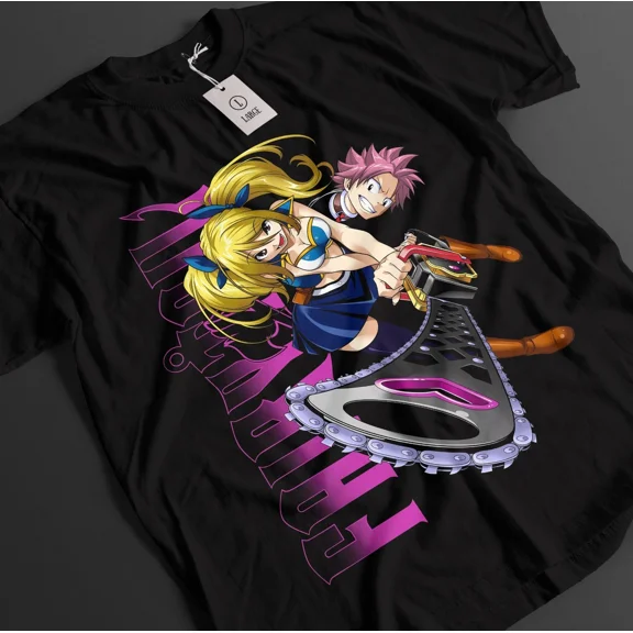 RARE Fairy Tail Shirt Lucy Heartfilia Tshirt Natsu T-Shirt Erza Top Happy Anime Tee