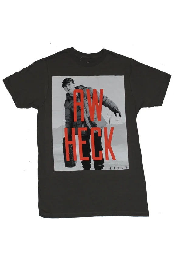 RARE Fargo (TV Show) Mens T-Shirt - Aw Heck Over Photo of Lester Nygaard