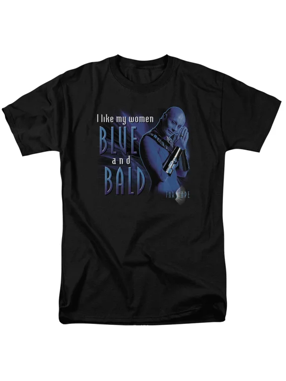 RARE Farscape Blue And Bald T Shirt Licensed Sci-Fi Alien TV Show Classic Tee Black